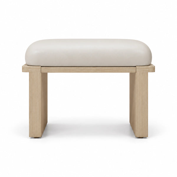 Vendisora Pedicure Footrest against a white backdrop: a narrow front rail, an ivory padded top and layered end supports.