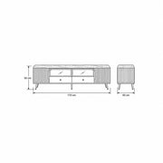 Vendrilosa White Marble Top TV Unit: 170 cm wide and 50 cm high, with fluted side cupboards outlined in the size diagram.
