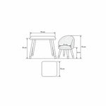 Vevory White Kids Table with 2 Beige Chairs outline with labelled measurements of 70 cm wide, 70 cm deep and 70 cm high.