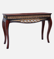 Vortex Teak Wood Console Table In Brown Colour