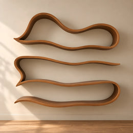 Wavylona Organic Wave-Shaped Wooden Wall Shelves