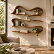 Wavylona Organic Wave-Shaped Wooden Wall Shelves