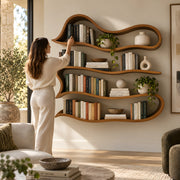 Wavylona Organic Wave-Shaped Wooden Wall Shelves