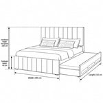 Werlisori Cream Kids Trundle Bed: a matching padded footboard in a line drawing marked 210 cm long and 100 cm high.