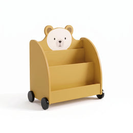 Alternate view of Wheelora Kids Bookcase, showing 3-tier book storage and bear-themed design in a balanced home interior.