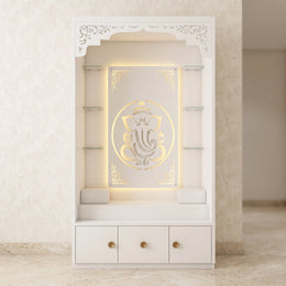 Aarohi Premium Finish Pooja Mandir with Ganesha Panel