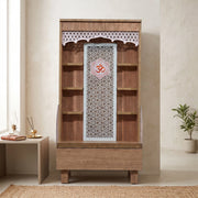 Anvaya Premium Wooden Finish Pooja Mandir with Om Panel