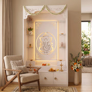 Aarohi Premium Finish Pooja Mandir with Ganesha Panel