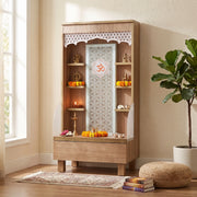 Anvaya Premium Wooden Finish Pooja Mandir with Om Panel