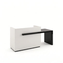 Alternate view of Woshiblo White Modern Salon Reception Desk, showing spacious reception counter and two-tone finish.