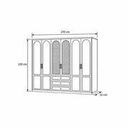 Wratinora 6 Door Wooden Wardrobe with Drawers dimension guide with three lower drawers and labels of 270 × 55 × 220 cm.