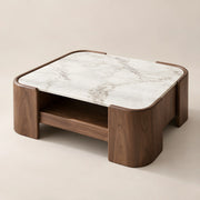 Yulmeno White Marble Coffee Table