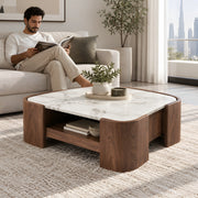 Yulmeno White Marble Coffee Table