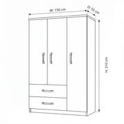 Zazolora 3 Door Wooden Wardrobe