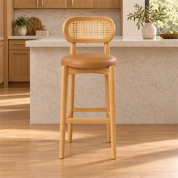 Zelendora Cane Back Wooden Bar Stool