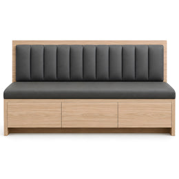 Alternate product view of Zenoly Grey Storage Bench, featuring channel-tufted backrest for a modern entryway interior.