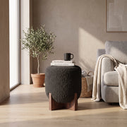 Zezalo Black Plush Modern Ottoman